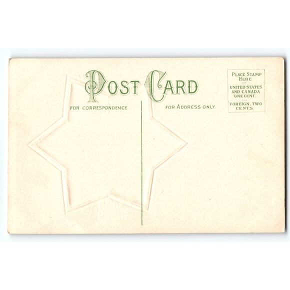 Vintage Embossed Christmas Greetings Postcard Winter Scene Star - Picture 2 of 2